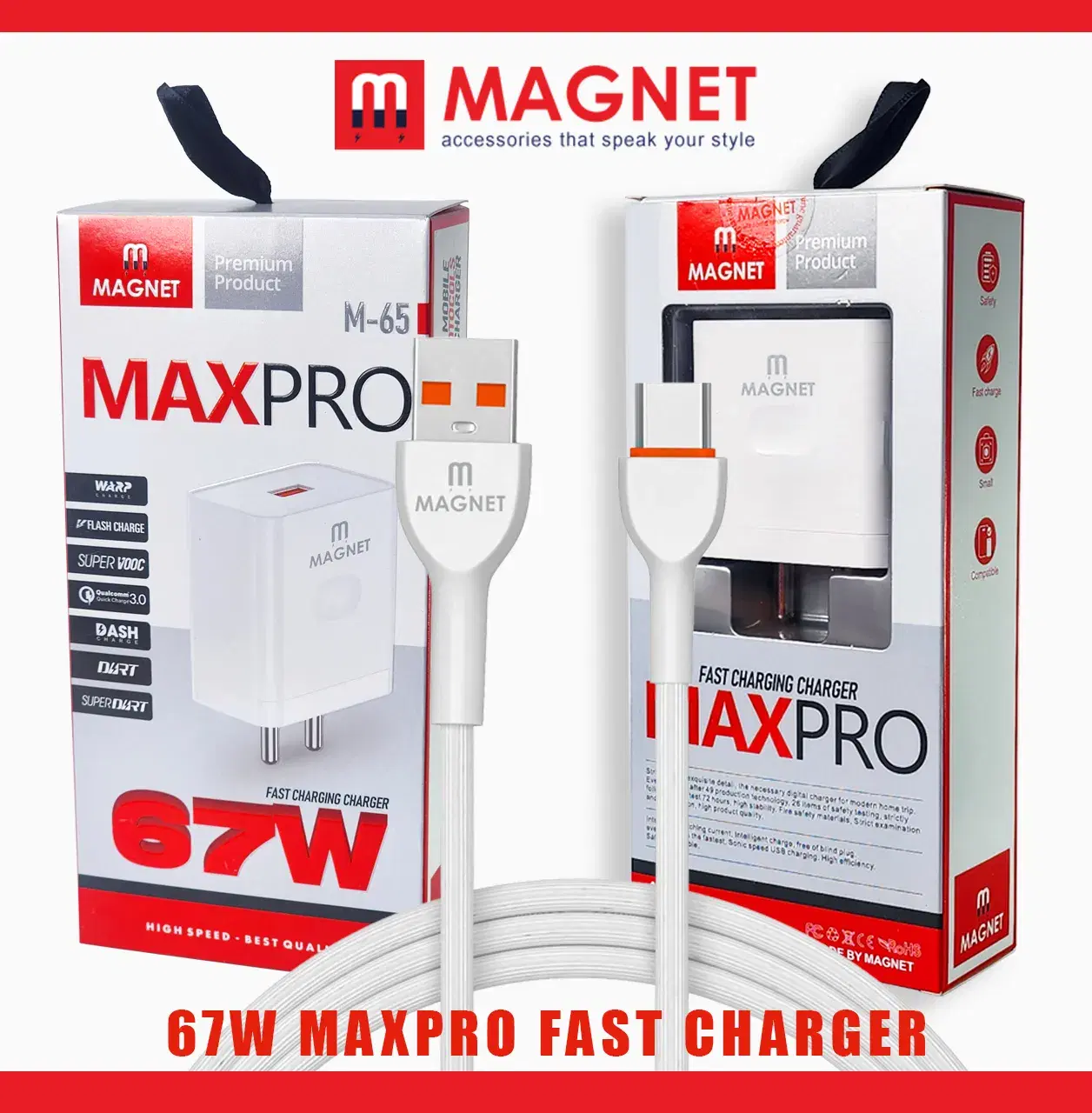 Magnet charger | M-65 maxpro 67W fast charger | Type-c