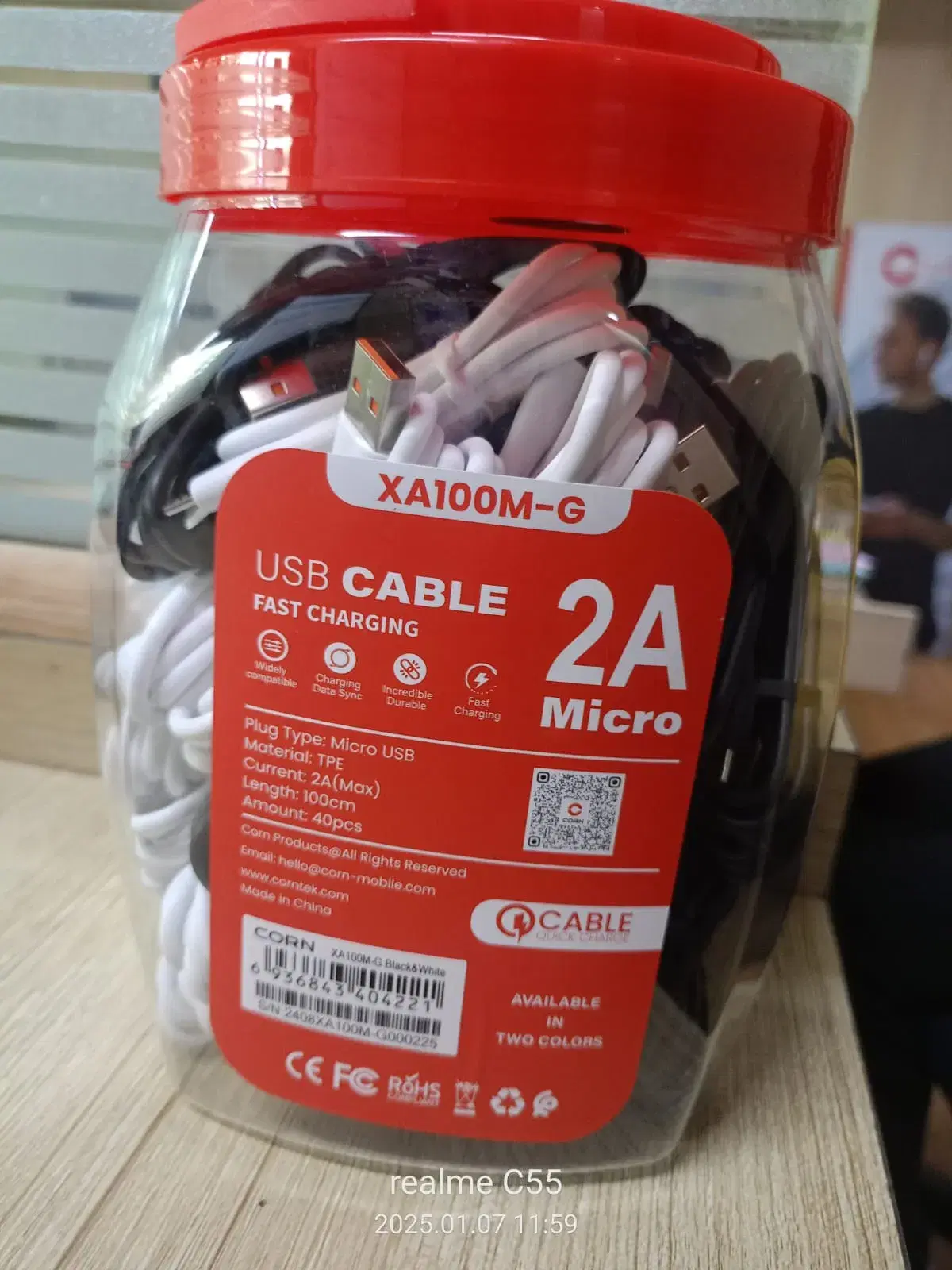 Corn Micro Data Cable Model No.XA100MG Jar Of 40PCS