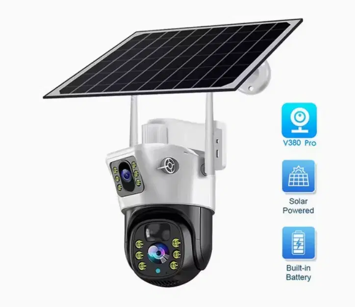 V380 Pro 4G Dual Lens Smart Net / Wifi Camera with Solar Panel CCTV