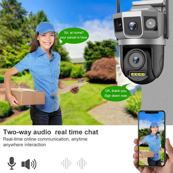 V380 Pro Two Lens 4MP CCTV Wifi Camera AP Hot Pot 128G SD Card IP67 Audio Alarm for outdoor indoor Use