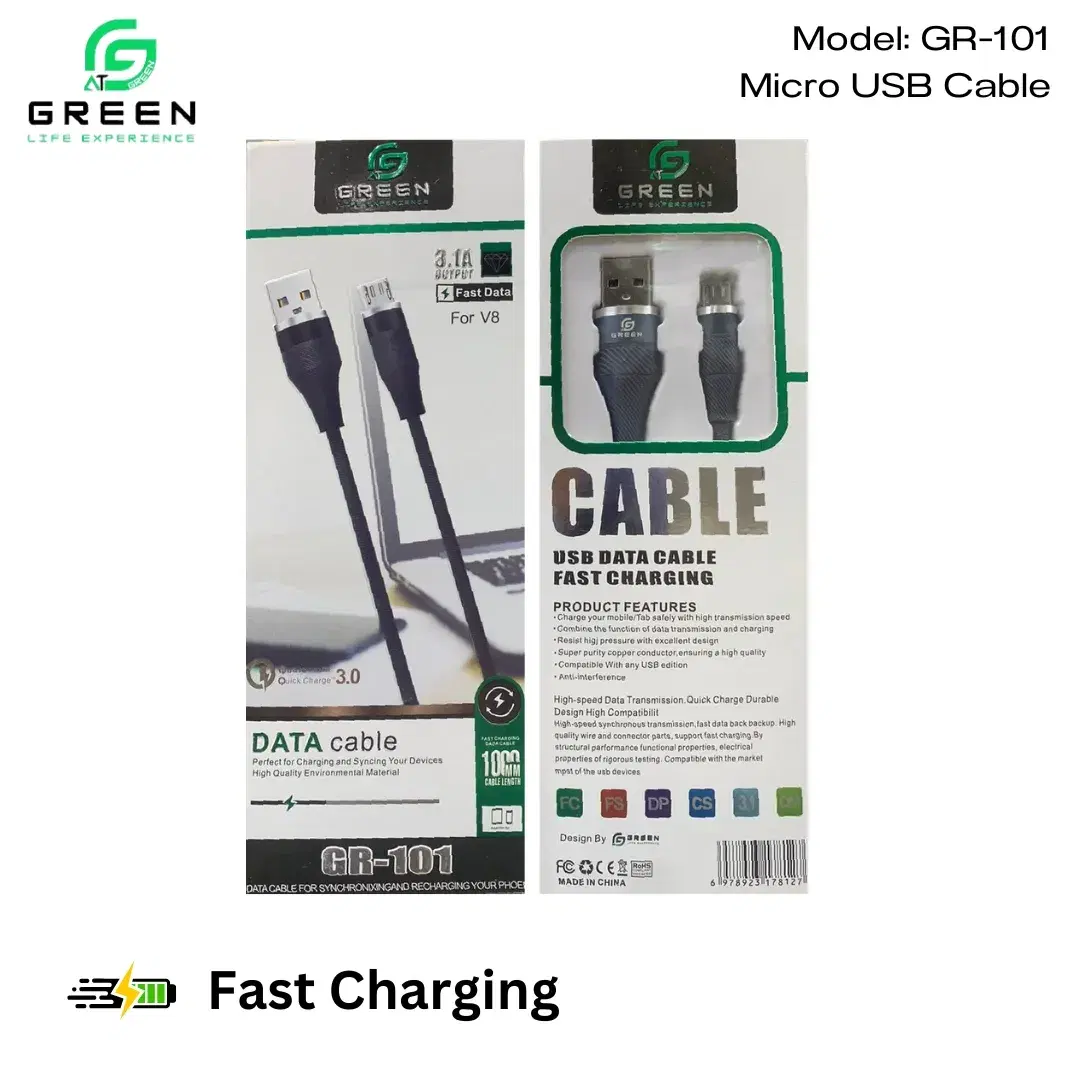 Green 3.1A V8 micro Data Cable GR-101