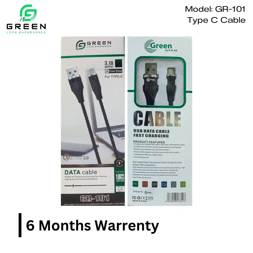 Green 3.1A Type-C Data Cable GR-101