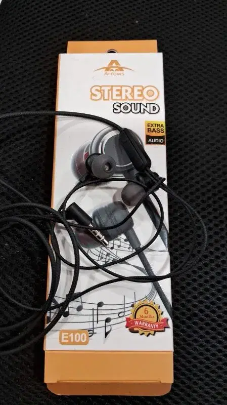 Arrows E100 Stereo Sound Earphone II Extra bass audio II Six months Warranty