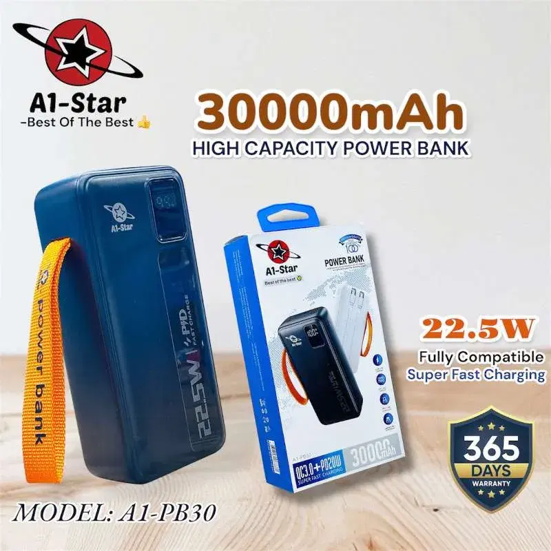 A1 -PB30 30000mAh high capacity Powerbank 22.5w super fast charging
