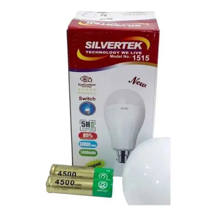 Silvertek 15W Rechargable AC/DC Bolb With Double Battery & Holder Rechargable Led Bulb