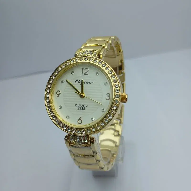 Quartz Bengal Eliyina Watch For Women || Round White Dial Stainless Steel Golden Chain Quartz Movement Fahsionable Bengal Watch For Women || Bengal Watch For Women