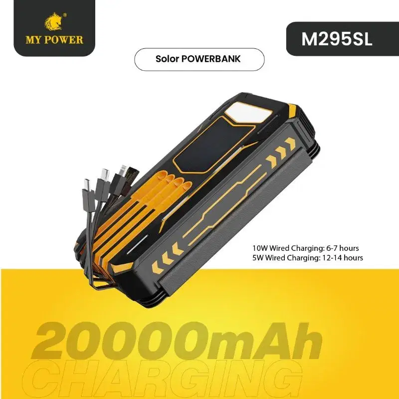 My Power M295SL Solar panel powerbank 20000mah Attached cable