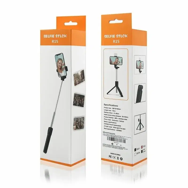 R1s Bluetooth Selfie Sticks with Remote and Selfie Light 3-in-1 Multifunctional Selfie Stick Tripod Stand Mobile Stand Compatible with All Phones