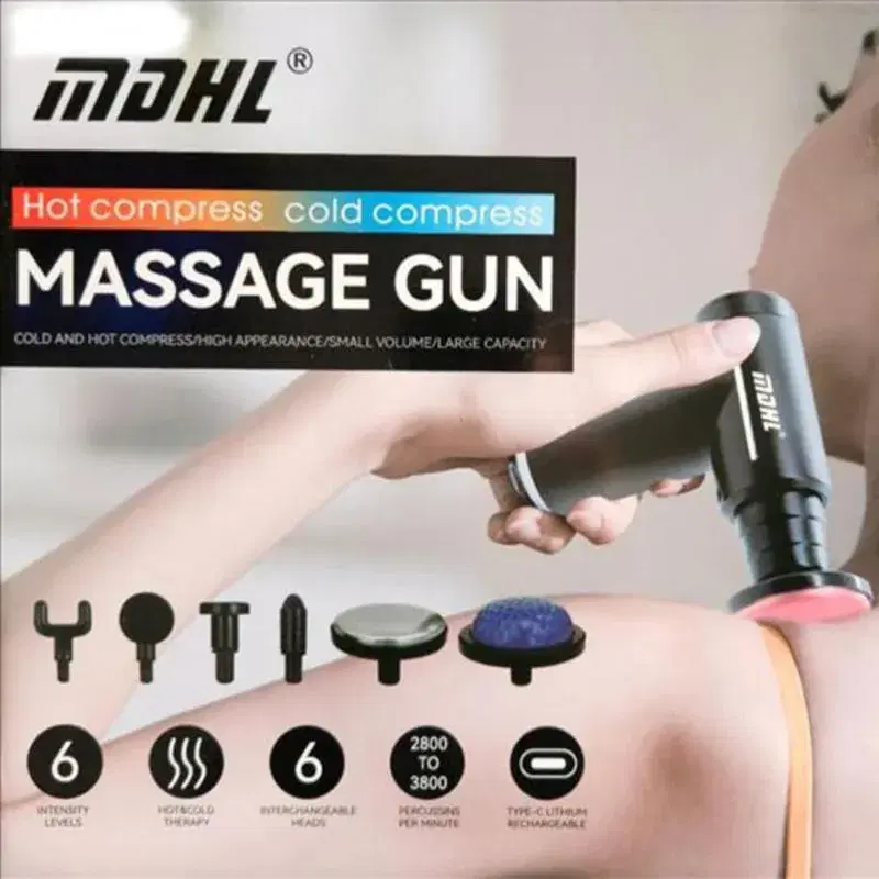 MDHL Massage Gun For Deep Tissue Percussion Muscle Pain Relief Hot and Cold 6 Massage Head Digital Display With Touch Sensor