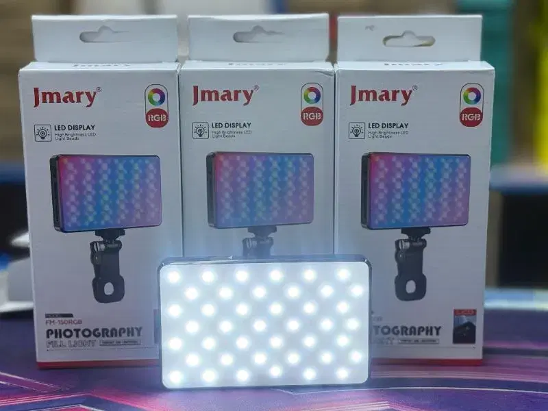 Jmary FM 150RGB Video RGB Light 3000mAh RGB Fill Light with LCD Display Perfect for Photography & Videography