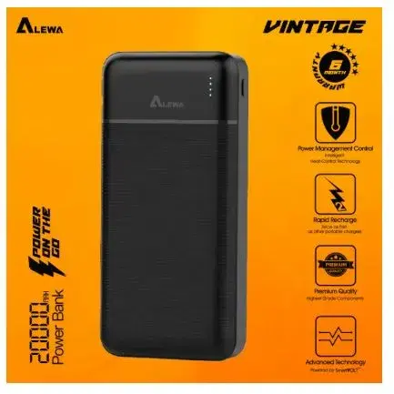 ALEWA VINTAGE 20000 mAh Power Bank | PD Fast Charging | Rapid 2x Recharge | Charge Two Devices at Once