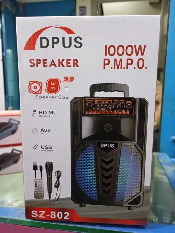 8 Inch Led Portable Super Bass Speaker With Mic
