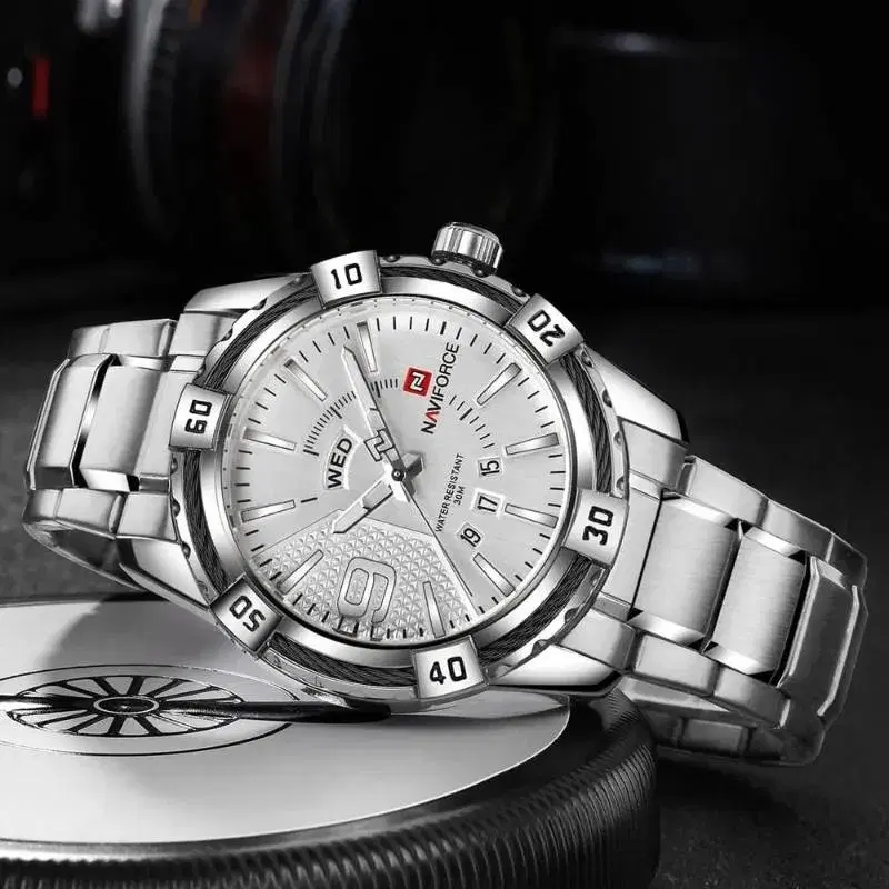 NAVIFORCE Luxury Stainless Steel Watch For Men- Golden