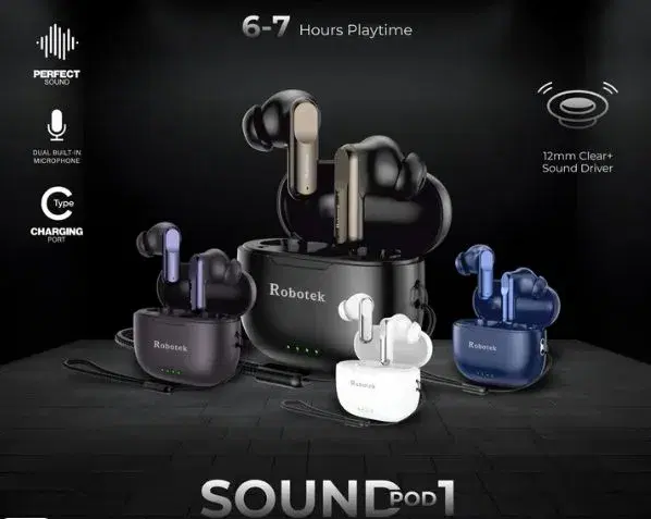 Robotek Sound Pod 1 TWS with HD Audio & 70-mins Quick Charge