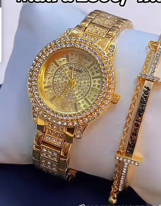 Bolano Luxurious Diamond Women Watches Ladies Round Dial Wrist Watches Rhinestone Women's Bracelet Watches