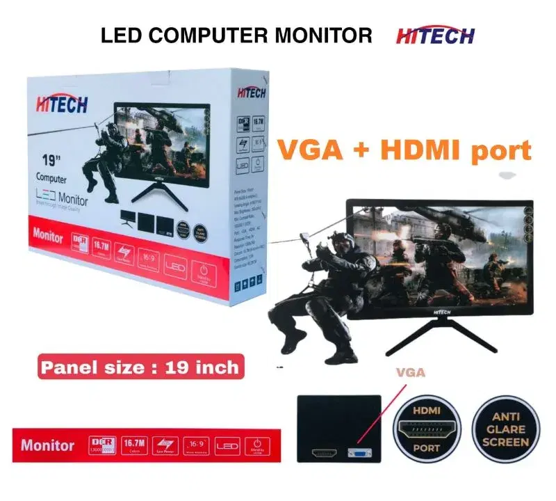Hitech 19" Led Monitor With VGA & HDMI Supported
