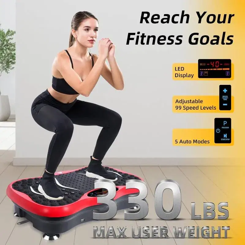 Vibration Plates, Vibration Fitness Exercise Machine for Home Use, with Bluetooth Speaker, 5 Program Modes, 2 Resistance Bands, Vibration Fitness Trainer