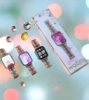 Gen 16 Smart Watch for Girls Ladies Smart Watch BT Calling Special for Ladies with Diamond Attached Clear View Screen and Wireless Charger