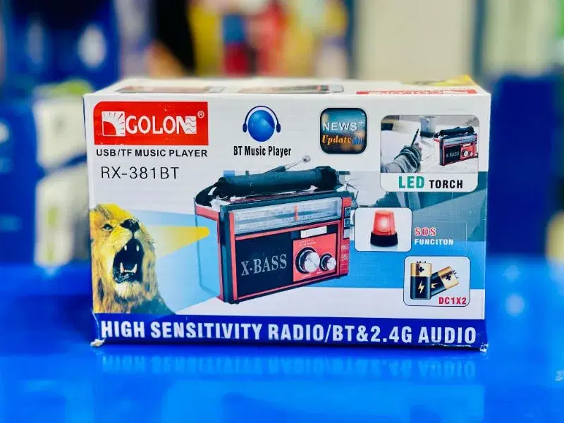 Golon Rx-381BT Multi-Function Radio Set with USB/TF Card Portable Player/Bluetooth/Flashlight & Built-in Rechargeable Battery