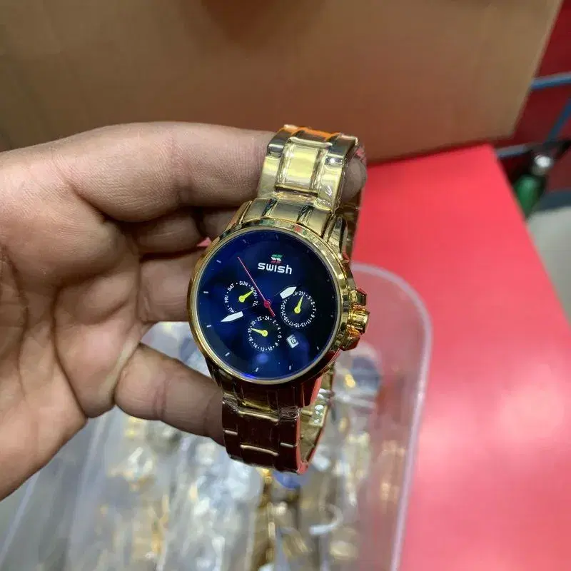 Swish date function chronograph function big size waterproof leadise watch