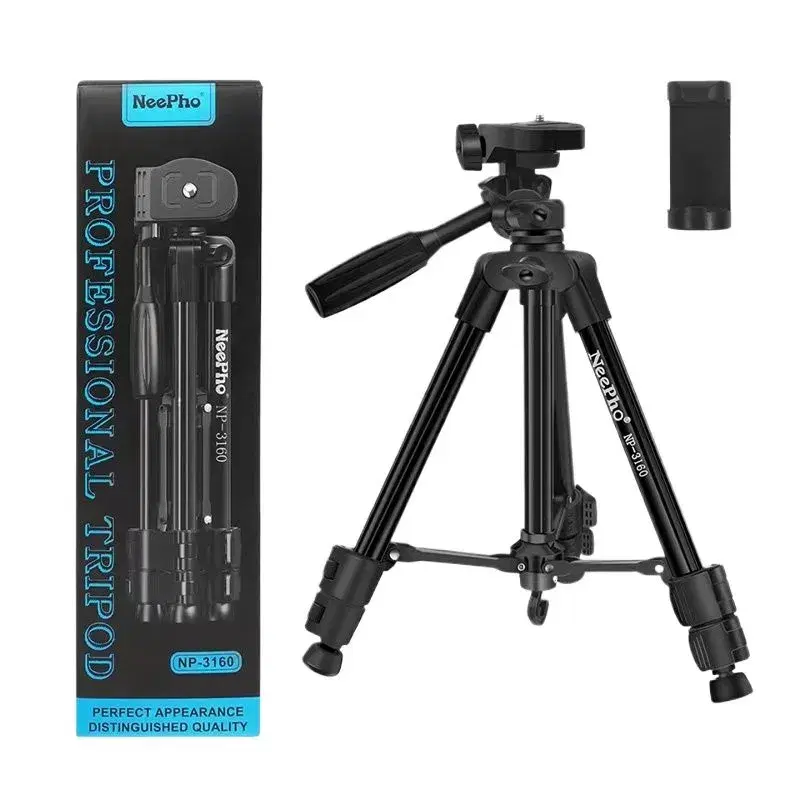 NeePho NP-3160 Extendable Mobile Tripod Stand Universal Aluminum Alloy Tripod for Video Selfie Recording Travel Camera Tripod Lightweight