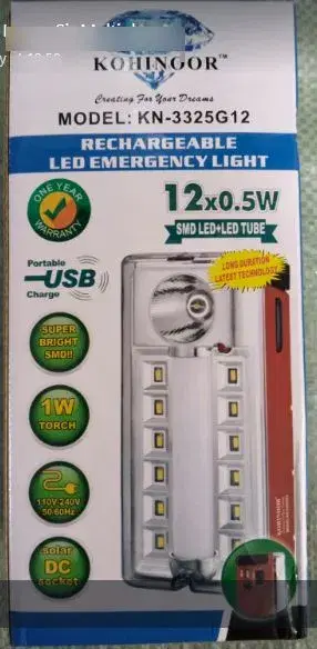 Kohinoor KN-3325G12 Rechargeable LED Emergency LIght|| SMD LED+LED TUBE