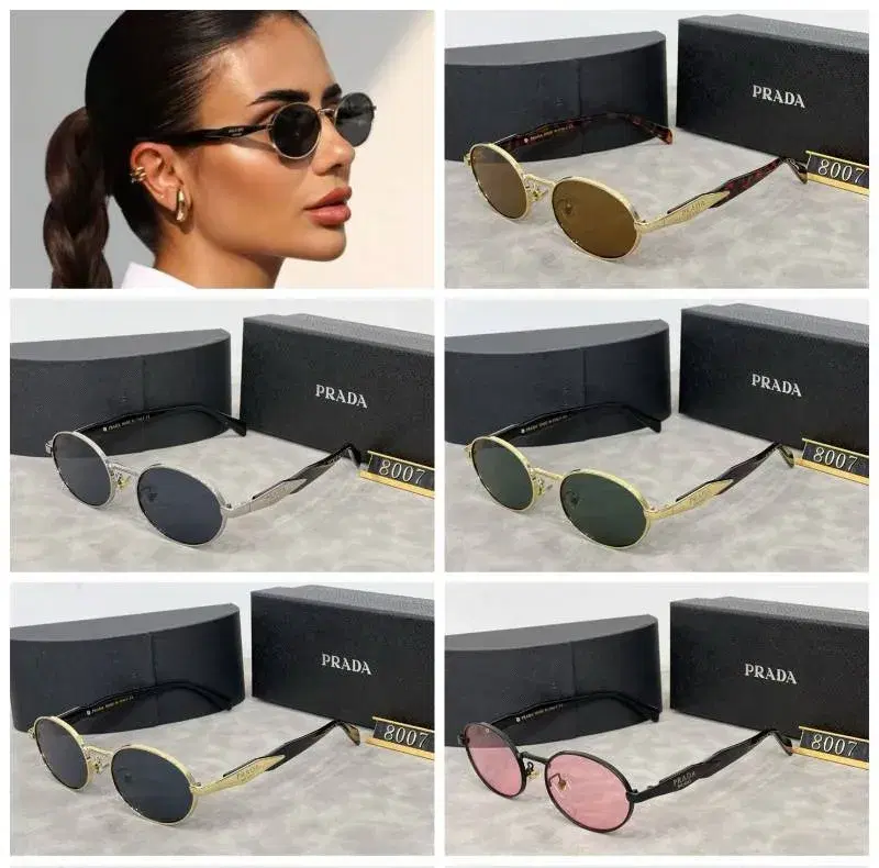 Prada Unisex Simple Oval Frame Metal Sunglasses