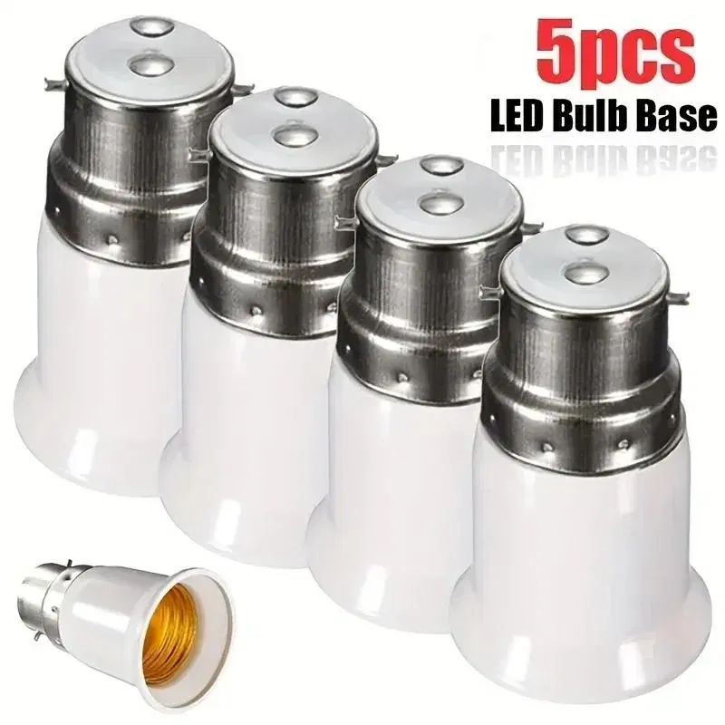 1pc/2pcs/4pcs/5pcs household LED bulb base converter, B22 to E27 socket adapter, lamp socket holder, working voltage, suitable for garage storage room, 85V-265V Compatible