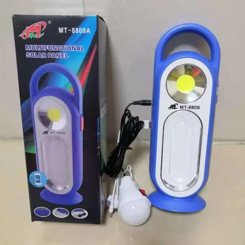 MT-8809A Solar Panel Power Bank Light with Light Bulb and Charging Cable