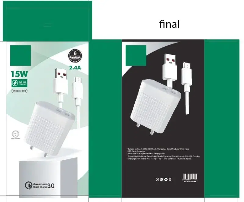 15W CHARGER MODEL : 503 (C) Micro cable Charger