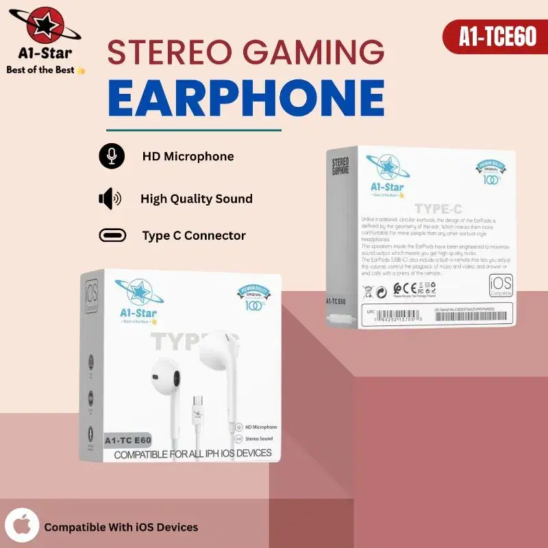 A1 star TCE60 Days Brand Warranty Earphone