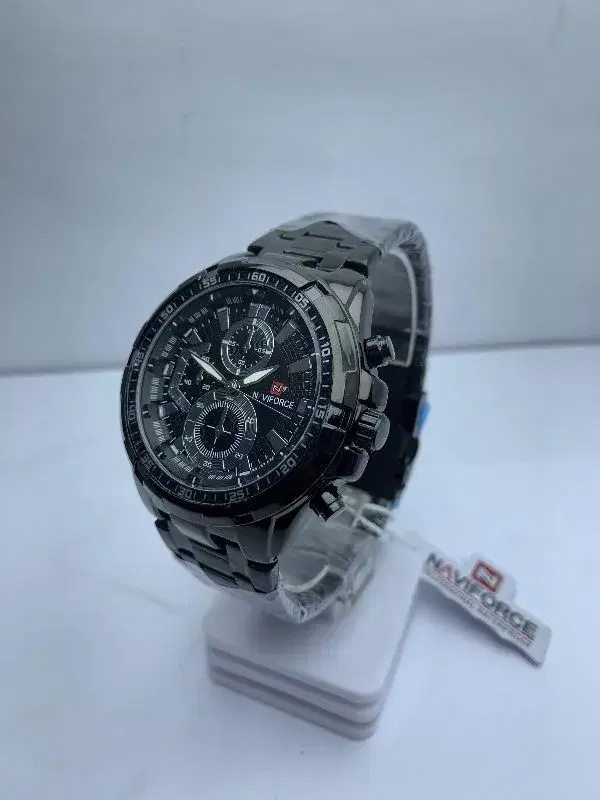 New Fashinable , Round Shape || Full Black Waterproof Quartz Wrist Watch For Men