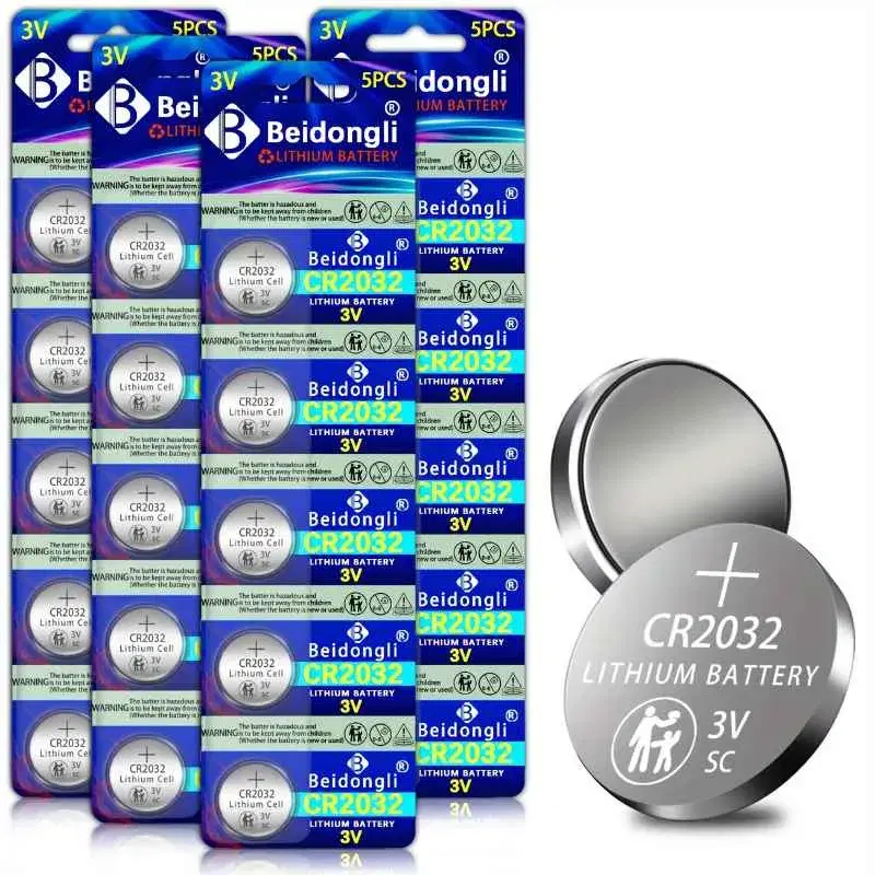 CR2032 Button Battery 3V Lithium Battery CR2032 Keyless Remote Control Non-Rechargeable Long-Lasting (5 pcs ko packet)