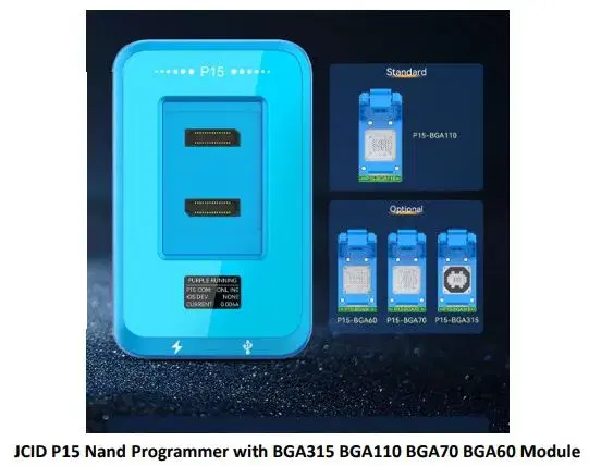 JCID P15 Nand Programmer with BGA315 BGA110 BGA70 BGA60 Module.