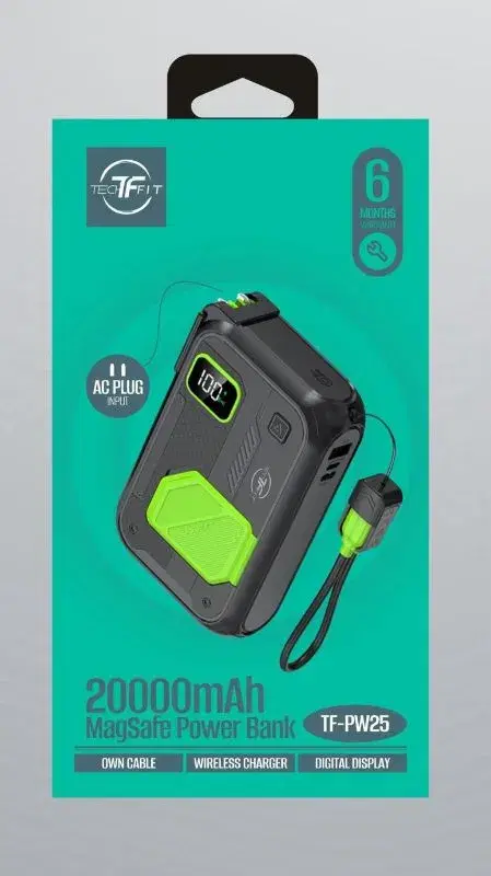 Techfit-PW25 15Watt ||20000mAh Magsafe Wireless Powerbank|| 6Months Warranty.