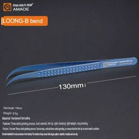 AMAOE LOONG-A BEND tweezer with Three-sided grinding process.