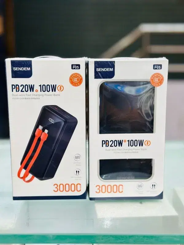 Sendem PD20W + 100W Dual Wire fast Charging Powerbank 30000mAh