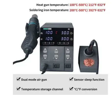 SUGON-202 760W 2 IN 1 Soldering Station Hot Air Gun Rework Station Electric Soldering Iron For Phone PCB IC SMD BGA Welding.