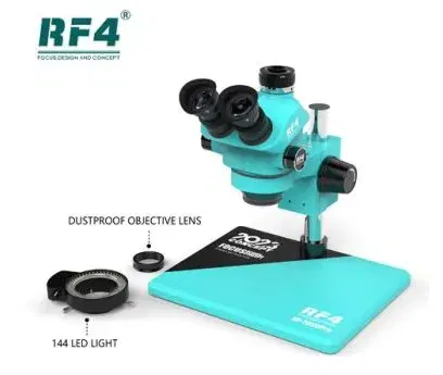 RF4 RF7050PRO MICROSCOPE With 6 Mechanical Gear zoom Locking Knobs Triocular Synchronization.