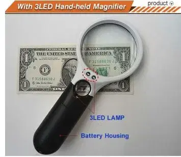 Magnifying Glass Lamp 3 LED 75mm.