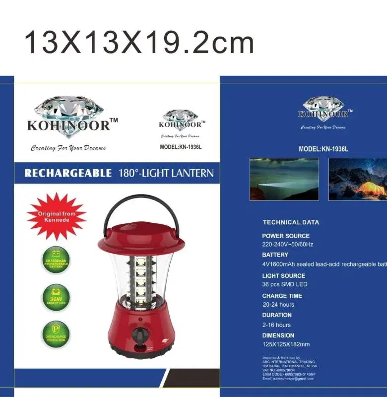 Kohinoor KN-1936L Rechargeable 180 degree Light Lantern.