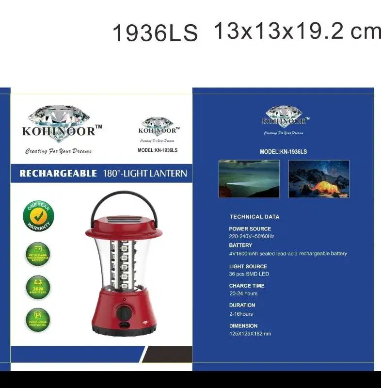 Kohinoor KN-1936LS Rechargeable 180 Degree Light Lantern.
