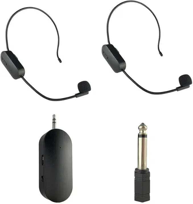 2.4G Wireless Head-Mounted Lavalier Microphone Set Replacement Transmitter with Receiver for Amplifier Voice Speaker 1 to 2.