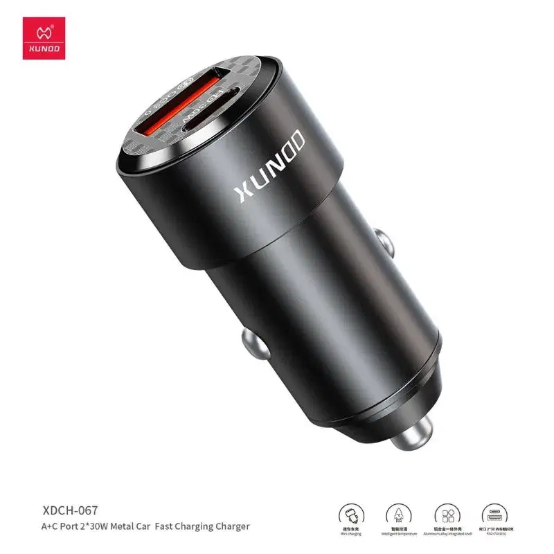 XUNDD XDCH-067 Aluminum Alloy Type-C USB Fast Charging Car Charger Adapter.