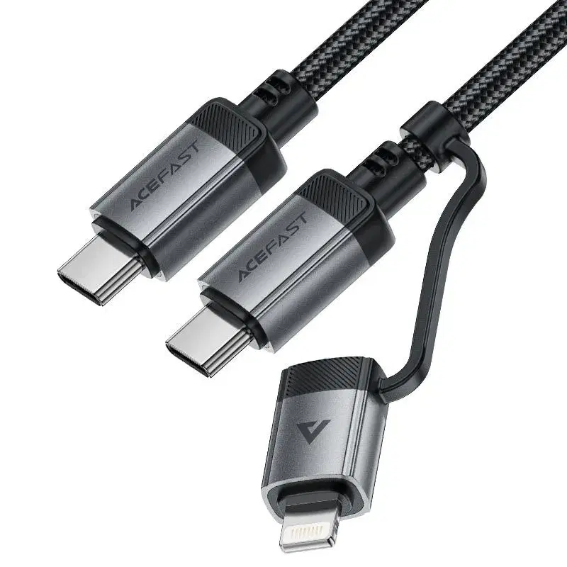 ACEFAST C20-01 2-in-1 USB-C to USB-C / Lightning || Aluminum Alloy Connectors Charging Data Cable.