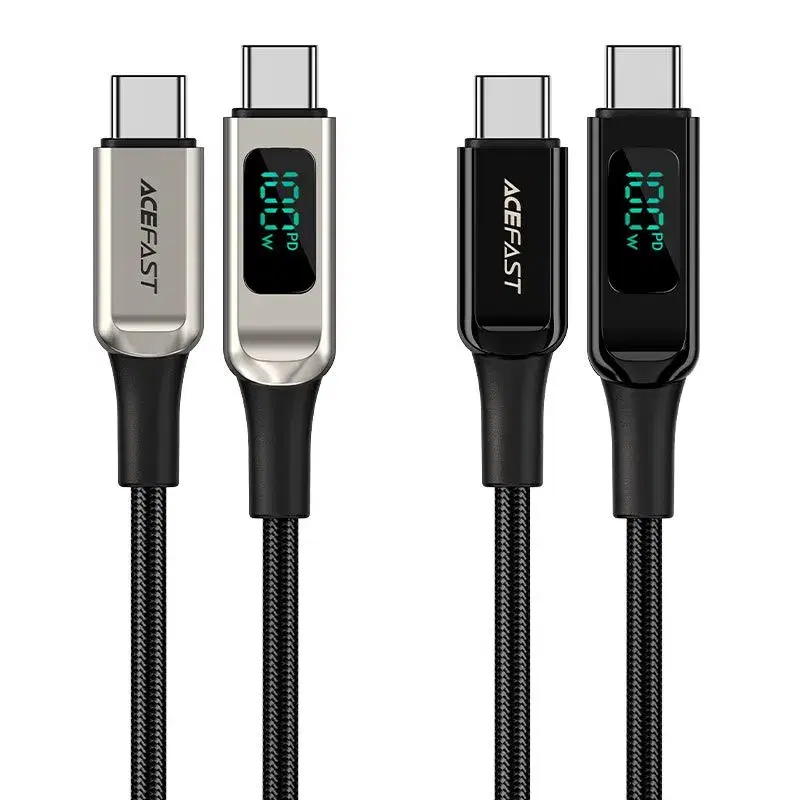 ACEFAST C6-03 USB-C to USB-C ,100W|| Zinc Alloy Digital Display Braided Charging Data Cable.