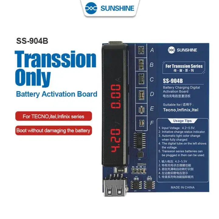 SUNSHINE SS-904B Transsion series battery charging Digital Display Activation Board.
