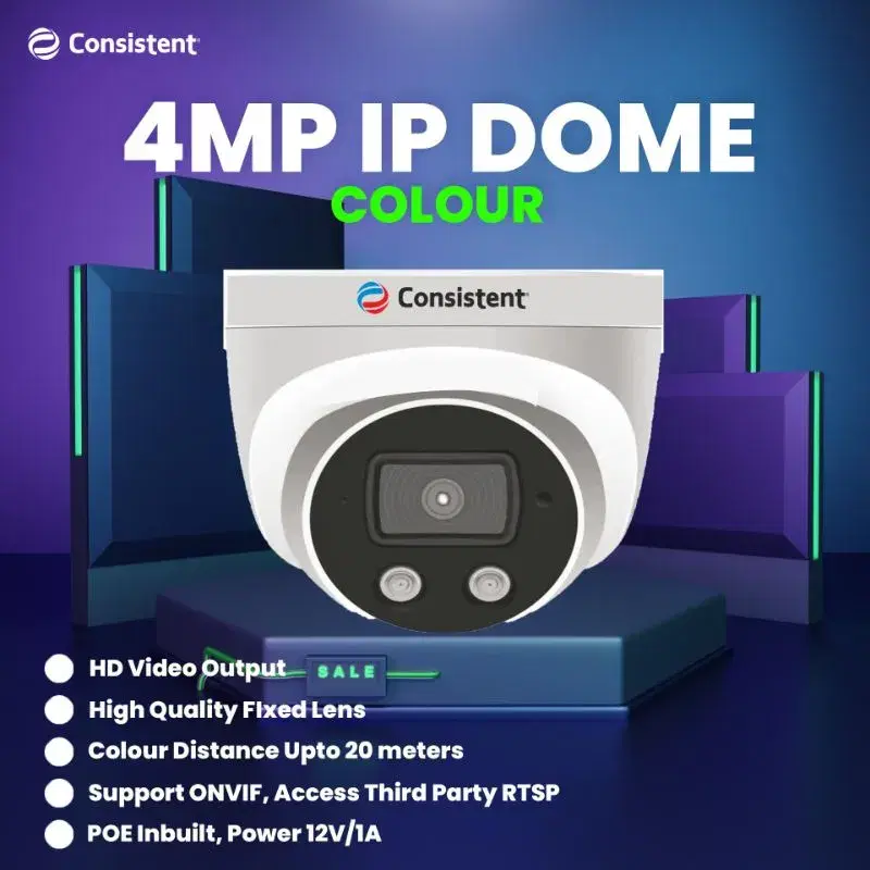 Consistent 4MP IP Warm Dome CCTV Camera|| 1080p Resolution|| WeatherProof || 2 Years Warranty.