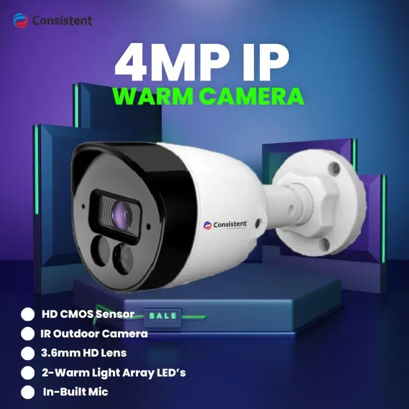 Consistent 4MP IP Warm Bullet CCTV Camera|| IR Outdoor Camera|| 2 Years Warranty.