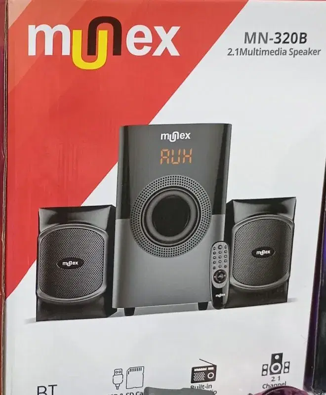 Munex 2.1 Multimedia Speaker With Bluetooth Supporting USB MSD AUX Fm And Remote Control MN-320B